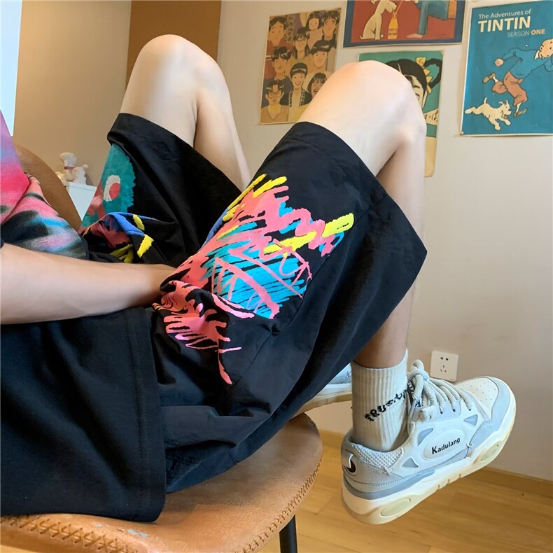 短裤男生夏季速干沙滩五分裤多巴胺宽松休闲运动裤子K6270-P29,男装牛仔裤,星座412-1