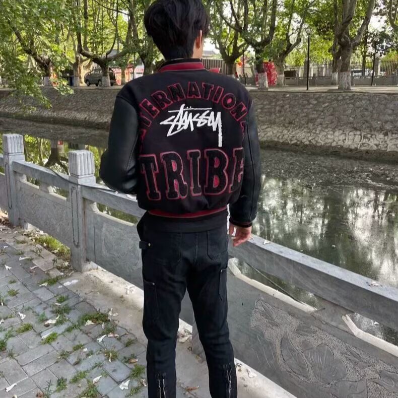 WT103-P74秋季新款宽松休闲棒球领拉链夹克廓形百搭复古工装,男装夹克,电商B323A