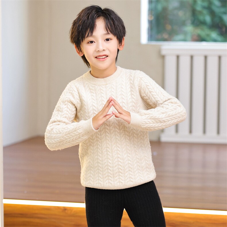 秋冬季纯澳毛90支七针小麻花男女童羊毛衫，童装儿童羊毛衫，群鹿羊绒