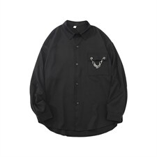港风长袖衬衣外套男韩版高级感痞帅工装衬衫上衣服CS01358-P35，男装衬衫，星座308B-2