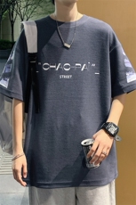 ！2024夏季新款男士潮流华夫格短袖T恤印花半袖TXH208P35，男装T恤，电商B220