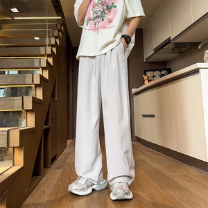 量大优  供视频 夏季刺绣阔腿冰丝拖地休闲长裤男 XH64-特p25图片