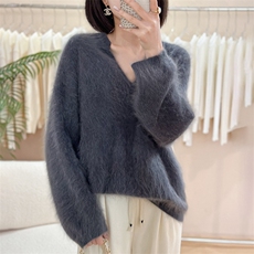 软糯山羊绒秋冬显瘦V领女打底衫保暖长袖套头，女装羊绒衫，仟禧羊绒