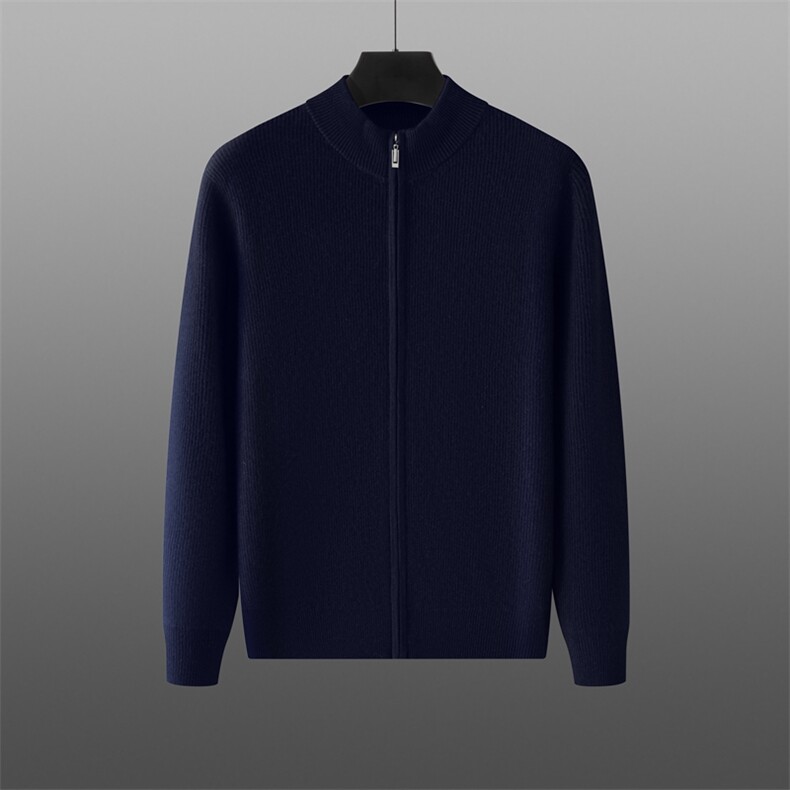 2024秋装新款男士拉链开衫纯色长袖羊绒外套，男装羊绒开衫，旭友羊绒