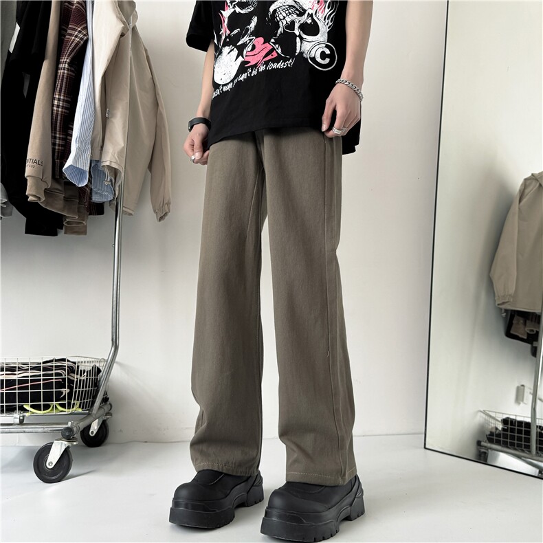 美式复古棕色牛仔裤男女宽松潮牌直筒长裤XZ205-1-YK03-P50,男装牛仔裤,星座610A-1