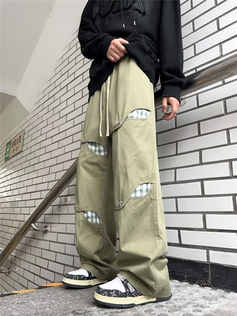 美式春秋新款潮牌嘻哈镂空休闲裤男女同款工装长裤子DH943-P50,男装休闲裤,星座1109-3