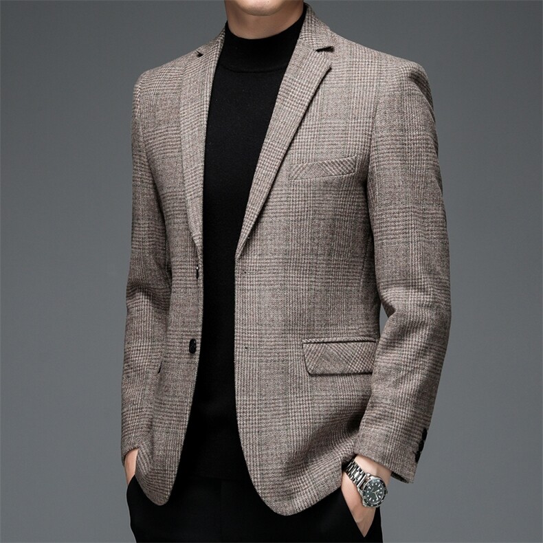 西装男秋季2023新款商务休闲免烫西服宽松中年便服单外套图片