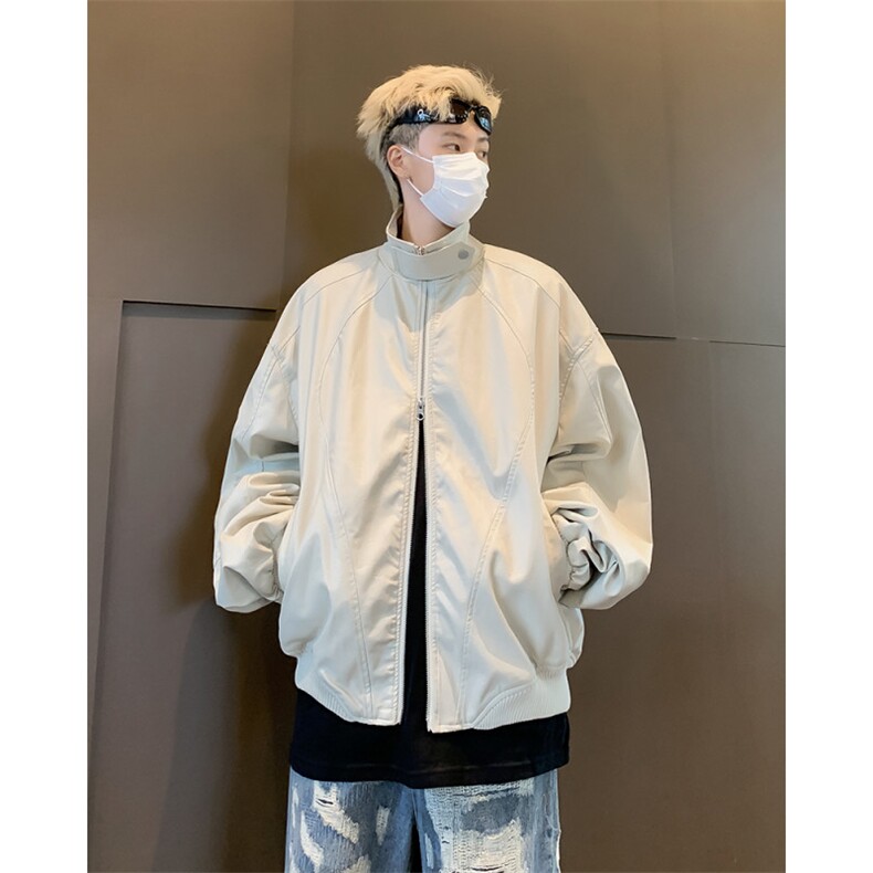 新款翻领PU皮衣潮流时尚夹克外套,男装夹克,星座410-7