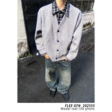 韩系假两件新款潮流拼接衬衫外套男女春秋日系开衫针织懒惰风毛衣，男装针织衫/毛衣，四季星座505