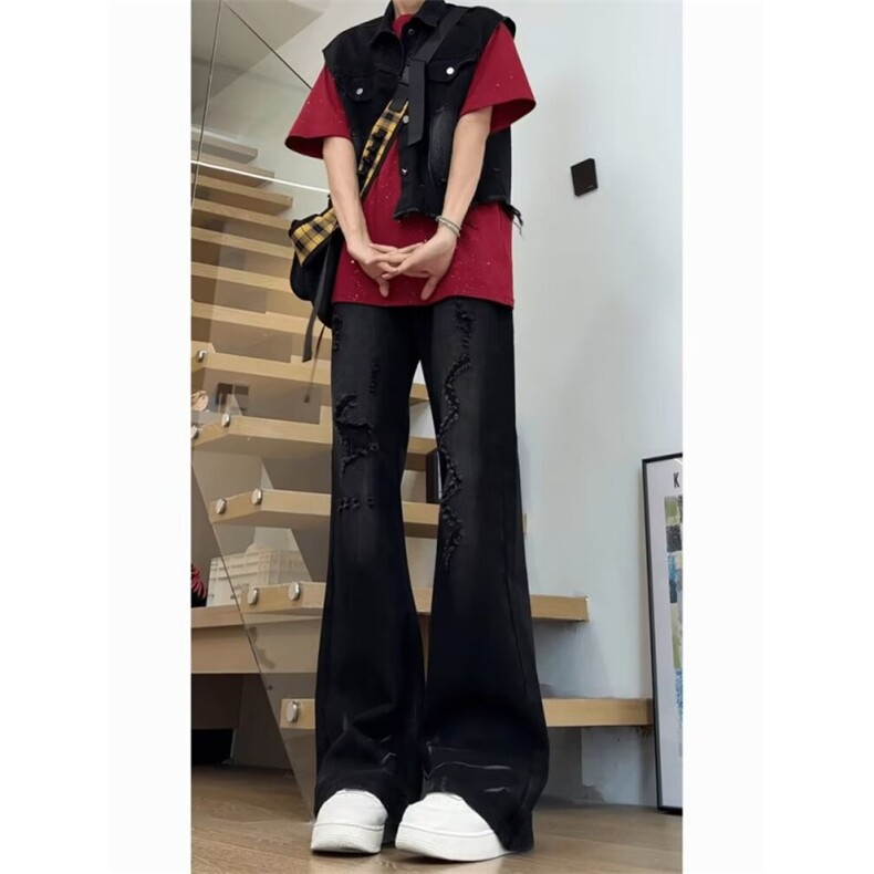 网络图现货！牛仔裤男夏季薄款破洞设计感裤高街RK69-P55,男装牛仔裤,星座1005-6