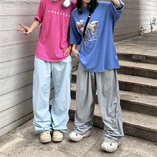 夏季轻薄休闲直筒长裤彩色多巴胺穿搭美式机能风阔腿裤K7116-P34，男装休闲裤，星座512-4