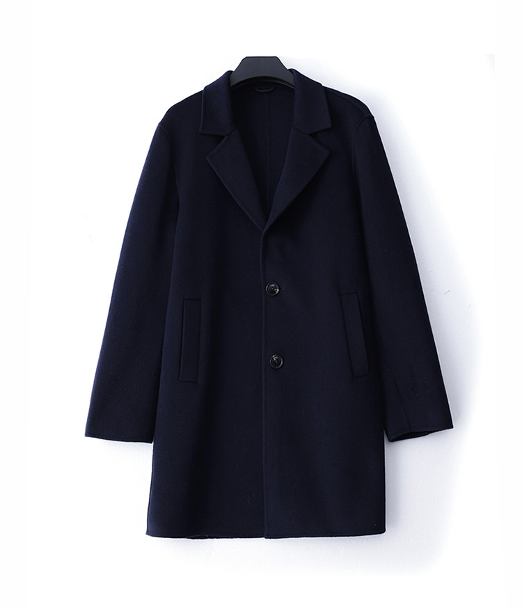 秋冬季羊绒休闲简约时尚百搭商务经典V领中长款大衣男装，男装羊绒大衣，水之秀羊绒大衣