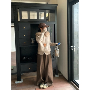 慵懒风连帽毛衣外套女毛领可拆卸高级感百搭通勤显瘦上衣秋季图片