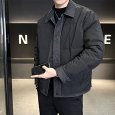 90%标白鸭绒2025冬季翻领拼接休闲加厚羽绒服外套25162-P335，男装羽绒服，电商A413