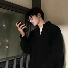 抖音得物保暖立领拉链针织外套秋冬宽松慵懒风纯色毛衣上衣AM02，男装针织衫/毛衣，电商A443