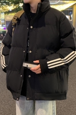 深度库存10W件冬季新款条纹撞色男女保暖时尚棉袄M2912-特P65控98，男装棉衣，电商A001