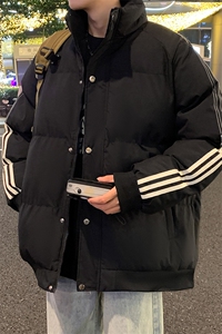 深度库存10W件冬季新款条纹撞色男女保暖时尚棉袄M2912-特P65控98图片