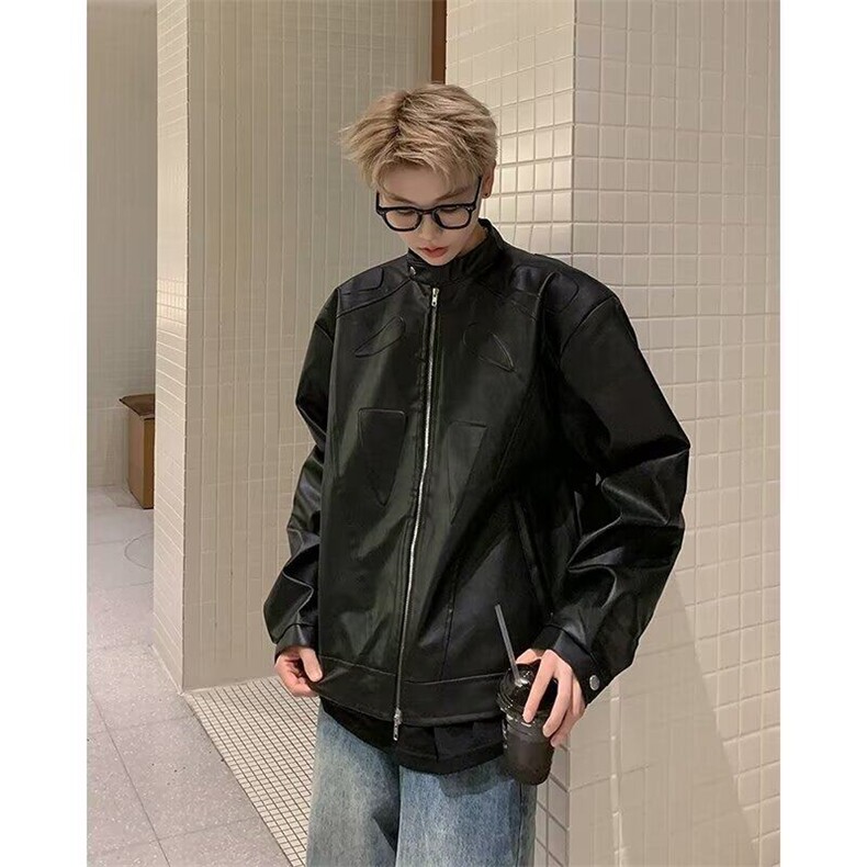 皮衣男士韩版潮流美式高街帅百搭机车服2025春季ins外套W6230-P75,男装皮衣,星座412-2