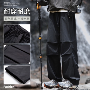 美式阔腿伞兵工装裤男女裤子情侣宽松直筒冲峰机能裤子K2459图片