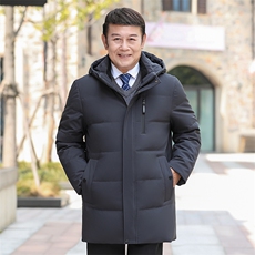主推大货可拆卸帽中老年羽绒服外套男士加厚爸爸装90绒羽绒服大衣，商品下架区，钱塘723