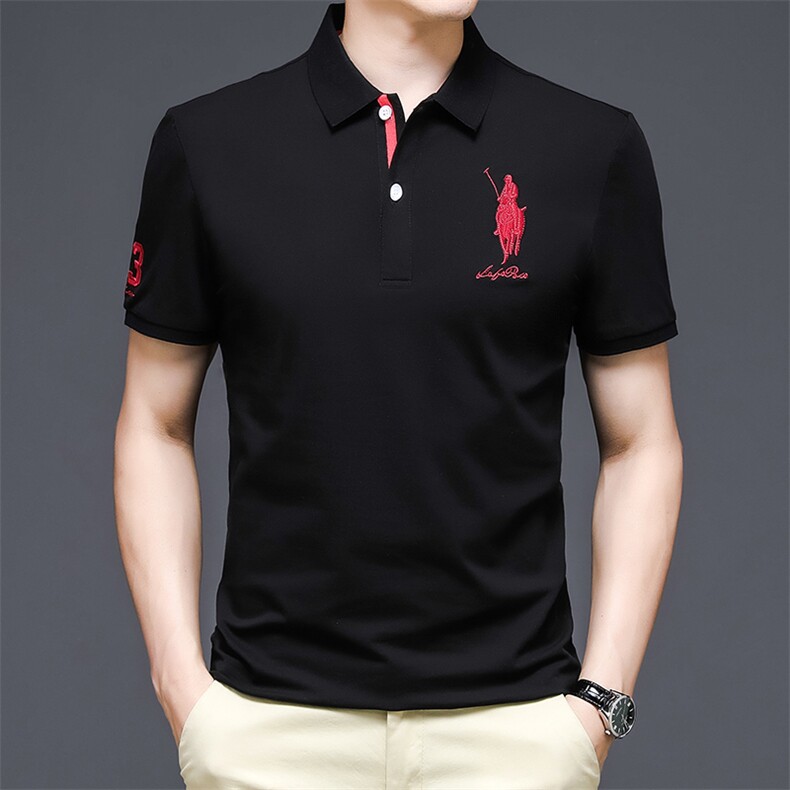 男士免烫短袖t恤薄款夏季中年休闲刺绣半袖POLO衫HM6523-P55，男装Polo衫，星座1105-3