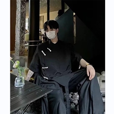 潮新中式风短袖衬衫男女2024夏季新款宽松中山装衬衣CY770-P34，男装衬衫，星座412-2
