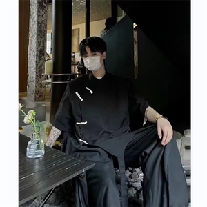 潮新中式风短袖衬衫男女2024夏季新款宽松中山装衬衣CY770-P34图片