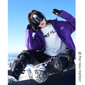 冬新户外防水滑雪服套装情侣款俩件套中性风M77+K1002J加绒-P245图片