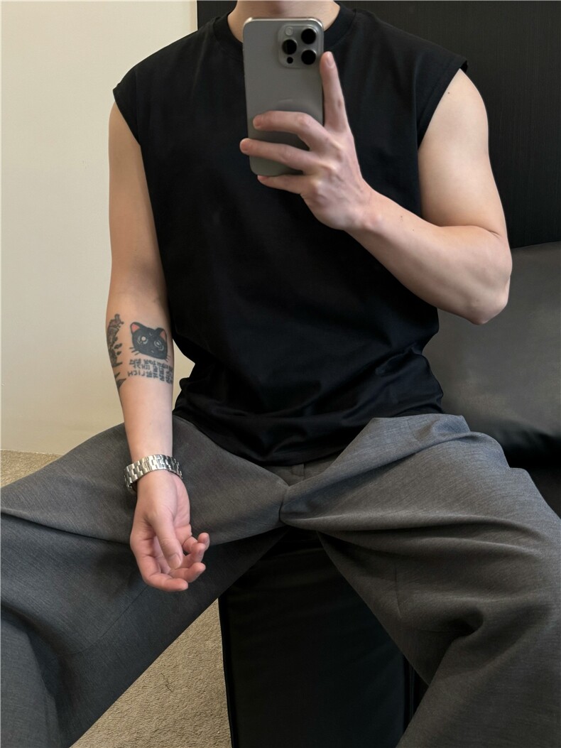 美式重磅230g运动背心男士抖音得物现货可送样A061-AB01000-特P23,男装T恤,电商A061