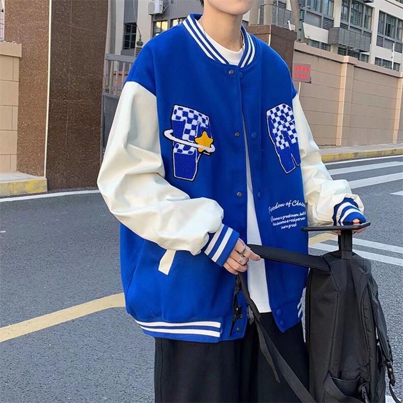 潮流夹克潮男春季棒球领夹克克莱因蓝外套WT16P68,男装夹克,星座1116-2