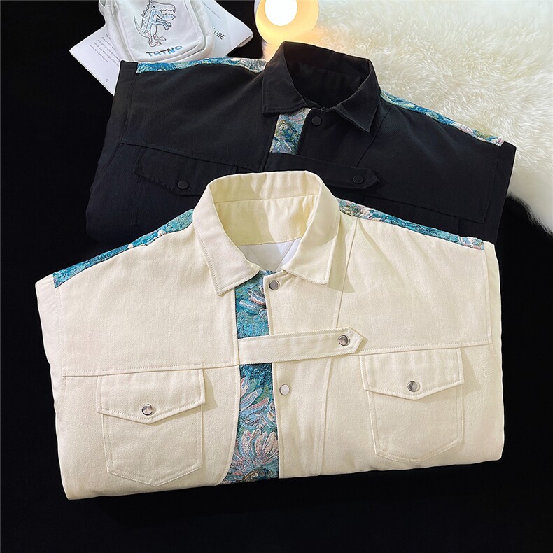 1港风平铺刺绣拼接设计大码M-5XL夹克棉服外套男8706P115控158，男装夹克，星座226-2