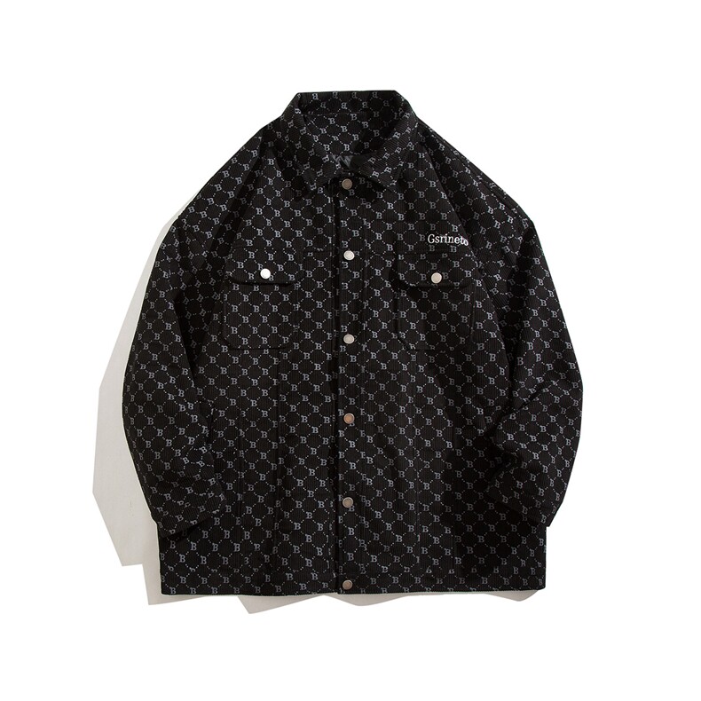 2026春季白底平铺中性美式印花高街港风灯芯绒男女外套W321-P95，男装夹克，电商A170