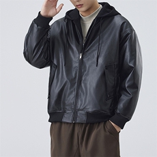 棉衣男宽松连帽加厚皮衣棉袄DSA157B-M8861-TP100，男装皮衣，电商A157B