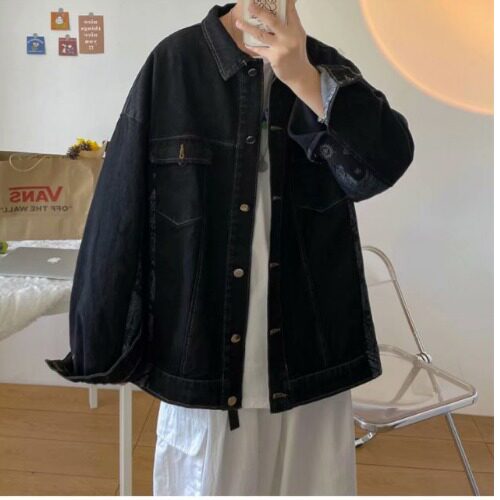拼接腰果花夹克女春秋新款少年情侣水洗复古牛仔外套韩版潮流衣服,男装工装外套,星座1210-1