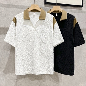 夏季短袖POLO衫男潮设计感小众V领T恤潮牌痞帅半袖上衣WB448-P41图片