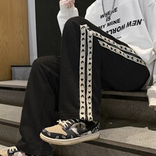 ins设计休闲裤男宽松直筒撞色运动裤UK92P33，男装休闲裤，星座1116-2