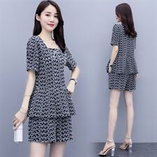 2021夏装新款时尚百搭刺绣短裤套装套裤，女装套装/套裙，尚洛菲