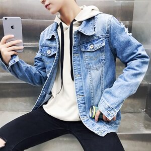 新款秋季牛仔夹克 男士修身复古牛仔外套男韩版牛仔衣 Y503 P65图片