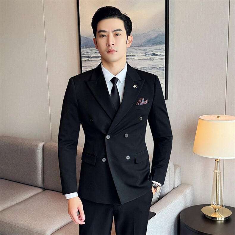2024款男士时尚潮流双排扣潮款西服2206-P225,男装西服,星座311B