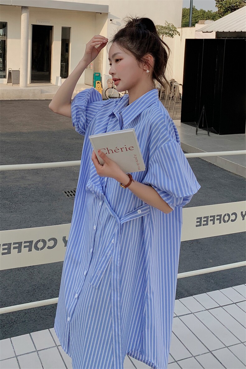 主推现货款宽松条纹连衣裙212A-603-P105-控155,女装连衣裙,浙宝212A