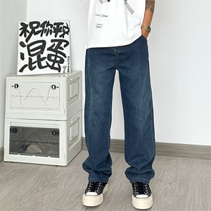 复古水洗直筒牛仔裤男女宽松百搭情侣款垂感裤子夏季 NQ08图片