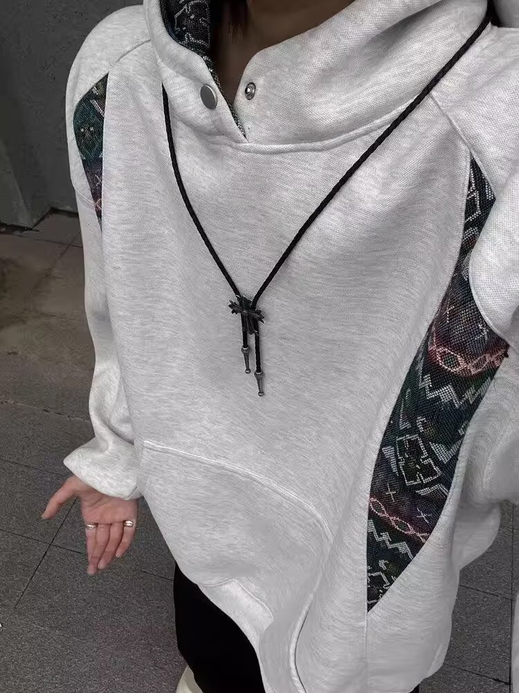 复古撞色拼接圆领套头卫衣男女潮牌宽松情侣上衣513AWY2521P38,男装卫衣,星座513A