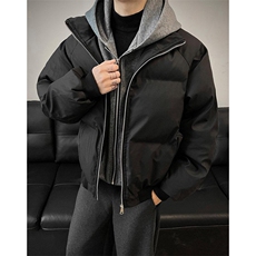现货高品质重磅工艺美式高街假两件PU皮棉衣男女加厚棉服外套，男装棉衣，电商A486-1