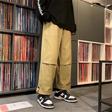 工装裤男直筒宽松阔腿裤港风ins潮牌嘻哈痞帅百搭休闲裤K7712-p38，男装休闲裤，星座1008-1