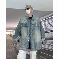 美式水洗牛仔夹克男女ins潮牌小众垫肩设计百搭外套JW053，男装夹克，星座1116A-1（原606A）