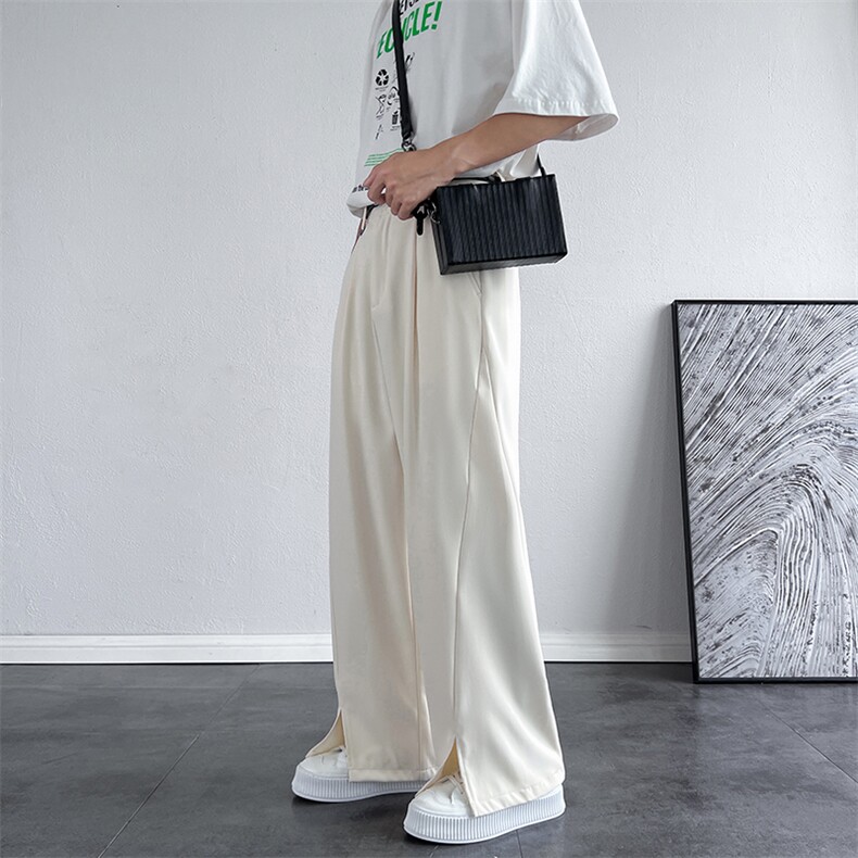 休闲西裤男韩版潮流开衩百搭2023夏季新款ins宽松阔腿裤K2004-P40，男装西裤，星座412-3