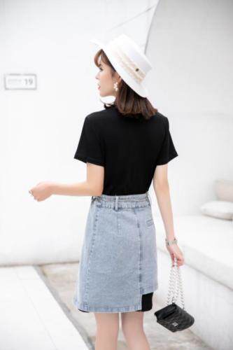 【夏季新款】T恤连衣裙牛仔半裙两件套，女装T恤，笑思源