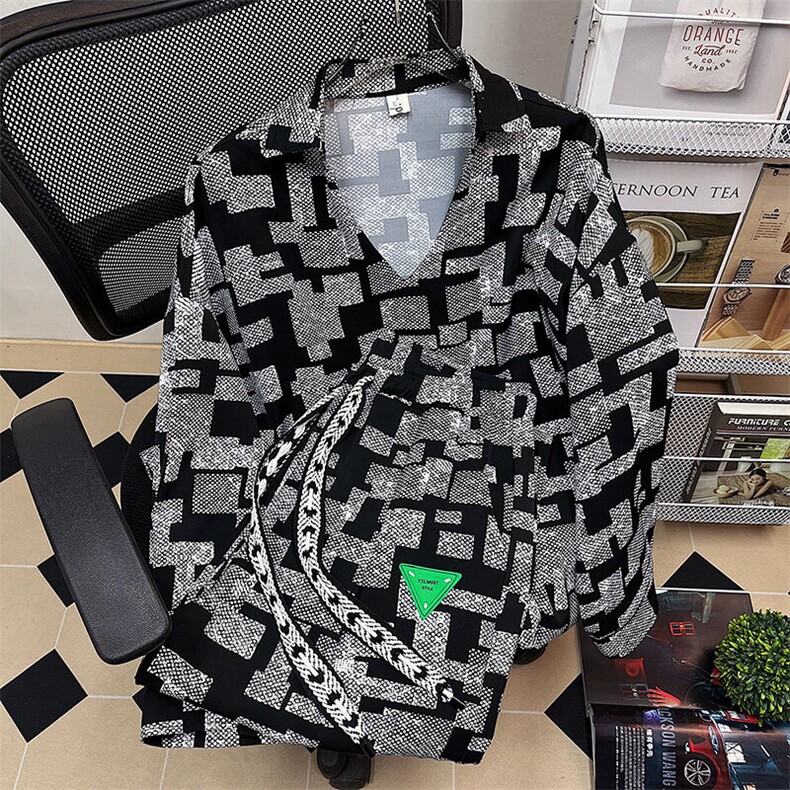 1冰丝套装九分裤大码M-5XL潮流搭配七分袖POLO衫男TZ7732P75控89，男装T恤，星座226-2