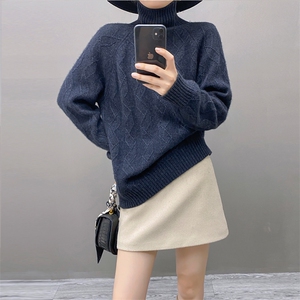 2024新款毛衣女式高领纯色韩版加厚长袖宽松套头羊绒打底衫上衣女图片