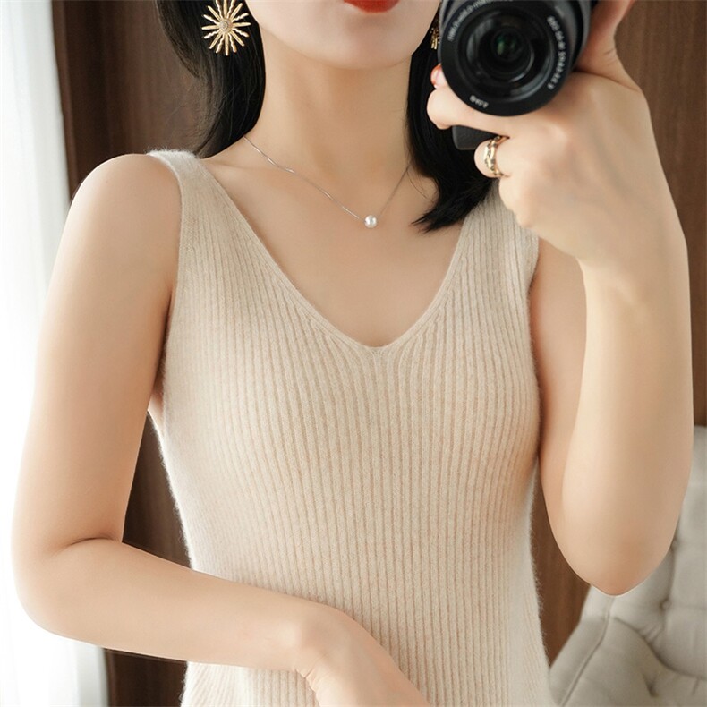 女式羊毛背心换季打底羊毛柔软舒适，女装背心吊带，开创羊绒